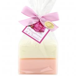 Sheep milk soap square 100g 2 pieces packed with a card, Classic/Peony 