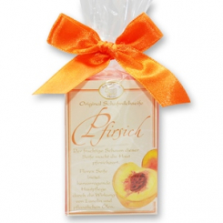 Sheep milk soap square 100g with classic label in a cellophane, Peach 
