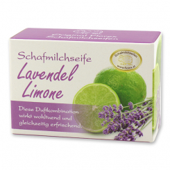 Sheep milk soap square 100g paper box, Lavender lime 