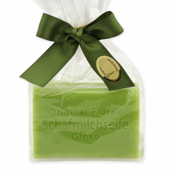 Sheep milk soap square 100g in a cellophane bag, Ginko 