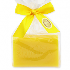 Sheep milk soap square 100g in a cellophane bag, St.John's wort 