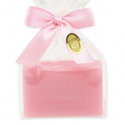Sheep milk soap square 100g in a cellophane bag, Cherry blossom 