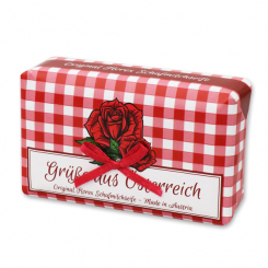 Schafmilchseife Luxus 100g "Grüße aus Österreich", Rose mit Blüten 