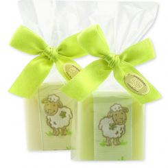 Sheep milk soap 35g decorated with a sheep-ribbon in a cellophane, Classic/meadow flower 
