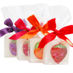 Sheep milk soap 35g decorated with fruits in a cellophane, Classic 