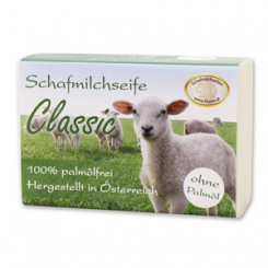 Palmölfreie Schafmilchseife eckig 150g modern, Classic 