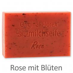 Schafmilchseife eckig 150g, Rose mit Blüten 