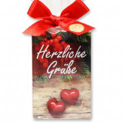 Schafmilchseife eckig 150g in Cello "Herzliche Grüße", Cranberry 