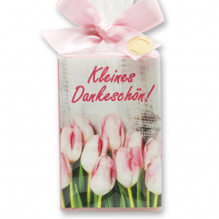 Schafmilchseife eckig 150g "Kleines Dankeschön" verpackt in Cello, Magnolie 