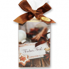 Sheep milk soap 150g in a cellophane bag "Frohes Fest", Quince 