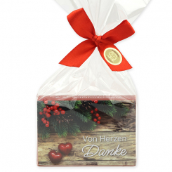Sheep milk soap 150g in a cellophane "Von Herzen Danke", Pomegranate 
