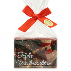 Schafmilchseife eckig 150g in Cello "Frohe Weihnachten", Granatapfel 