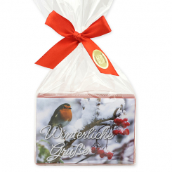 Sheep milk soap 150g in a cellophane "Winterliche Grüße", Pomegranate 