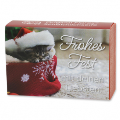 Schafmilchseife eckig 150g "Frohes Fest mit deinen Liebsten", Granatapfel 