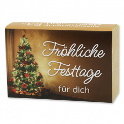 Sheep milk soap 150g "Fröhliche Festtage für dich", Swiss pine 