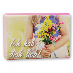 Sheep milk soap 150g "Ich hab dich lieb", Peony 