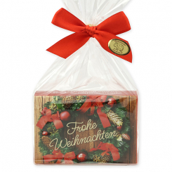 Schafmilchseife eckig 150g in Cello "Frohe Weihnachten", Granatapfel 