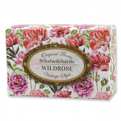 Sheep milk soap 150g "Vintage motif 149", Wild rose with petals 
