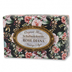 Schafmilchseife eckig 150g "Vintage-Motiv 191", Rose Diana 