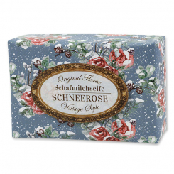 Sheep milk soap 150g "Vintage motif 211", Christmas rose white 