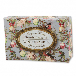 Schafmilchseife eckig 150g "Vintage-Motiv 215", Winterzauber 