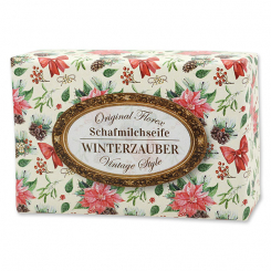 Schafmilchseife eckig 150g "Vintage-Motiv 225", Winterzauber 
