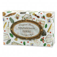 Schafmilchseife eckig 150g "Vintage-Motiv 227", Zirbe 