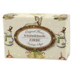 Schafmilchseife eckig 150g "Vintage-Motiv 47", Zirbe 