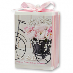 Schafmilchseife eckig 150g in Schachtel "Für dich", Pfingstrose 