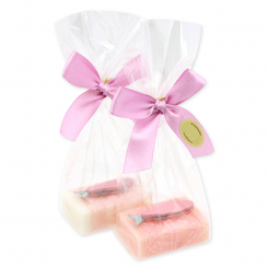 Schafmilchseife Gästeseife 25g dekoriert mit Fisch in Cello, Classic/Pfingstrose 