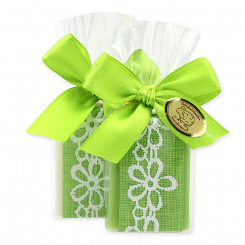 Sheep milk guest soap 25g decorated with a flower ribbon in a cellophane, Classic/pear 