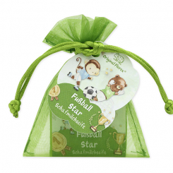 Sheep milk soap square 25g in organza bag "Fußball Star", Magic land 