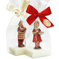 Schafmilchseife Gästeseife 25g dekoriert mit Küchenfigur in Cello, Classic 