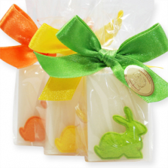 Schafmilchseife Gästeseife 25g dekoriert mit Filzhase in Cello, Classic 