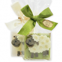 Sheep milk soap 35g decorated with a sheep in a cellophane, Classic/verbena 