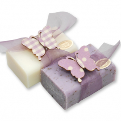 Sheep milk soap 100g decorated with a wooden butterfly, Classic/lavender 