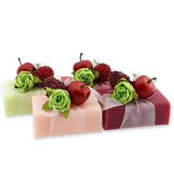 Schafmilchseife eckig 100g dekoriert mit Obst, sortiert 