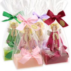 Sheep milk soap 100g decorated with a wood fairy in a cellophane, sorted 