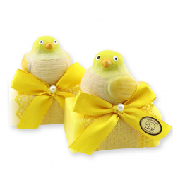 Schafmilchseife eckig 100g dekoriert mit Vogel, Classic/Grapefruit 