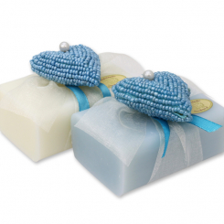 Sheep milk soap 100g decorated with a heart, Classic/forget-me-not 