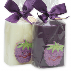 Sheep milk soap 100g decorated with an elderberry in a cellophane, Classic/elderberry 