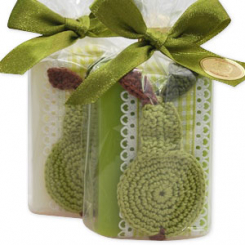 Sheep milk soap 100g decorated with a pear in a cellophane, Classic/pear 