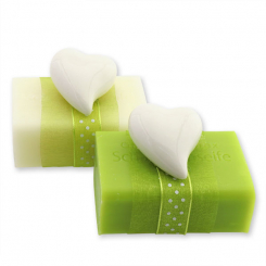 Schafmilchseife eckig 100g dekoriert mit Herz, Classic/Birne 