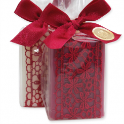 Sheep milk soap 100g decorated with a flower ribbon in a cellophane, Classic/mallow flower 