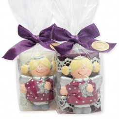 Sheep milk soap 100g decorated with an angel in a cellophane, Classic/elderberry 