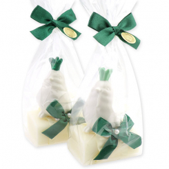 Schafmilchseife eckig 100g dekoriert mit Vogel in Cello, Classic 