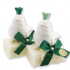 Schafmilchseife eckig 100g dekoriert mit Vogel, Classic 