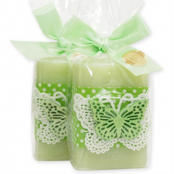 Schafmilchseife eckig 100g dekoriert mit Schmetterling in Cello, Wiesenblume 