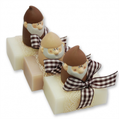 Schafmilchseife eckig 100g dekoriert mit Zwerg, Classic/Mandeöl 