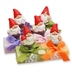 Schafmilchseife eckig 100g dekoriert mit Zwerg, soritert 